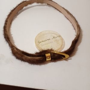VTG GENUINE MINK BELT, ROUGH DIAMON ACCENT